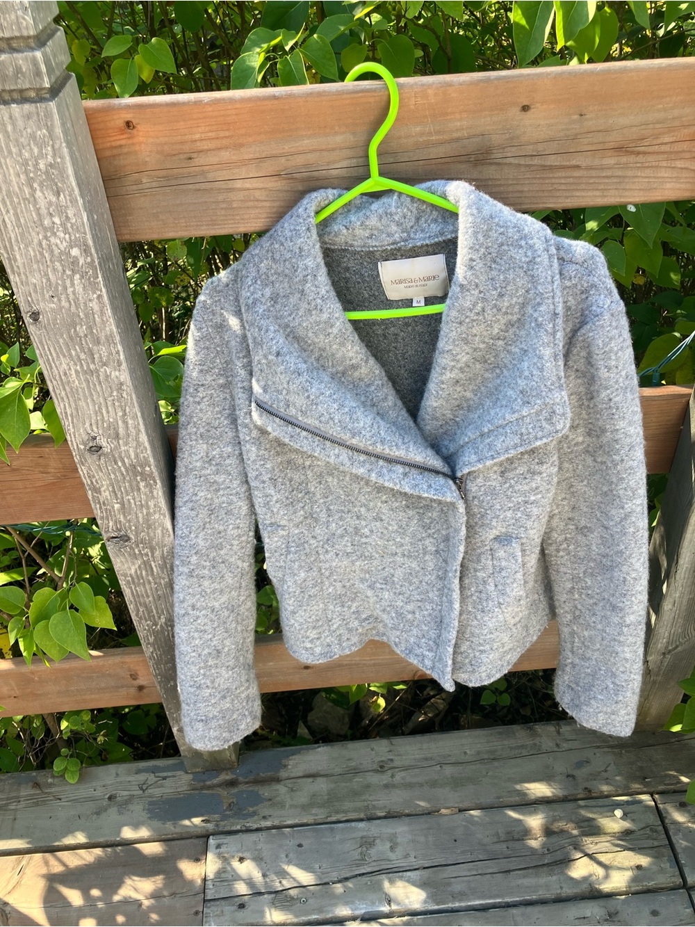Wool-Blend Asymmetrical Gray Blazer